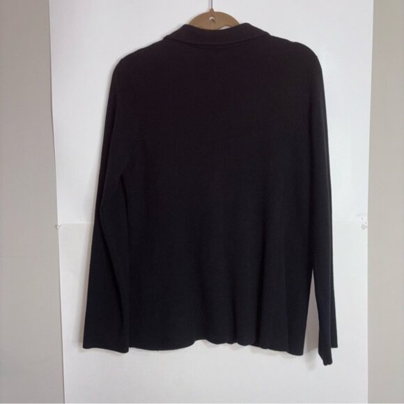 Lauren Ralph Lauren Womens Large Petite Black Blazer Cotton Knit Pockets Classic - Picture 8 of 8